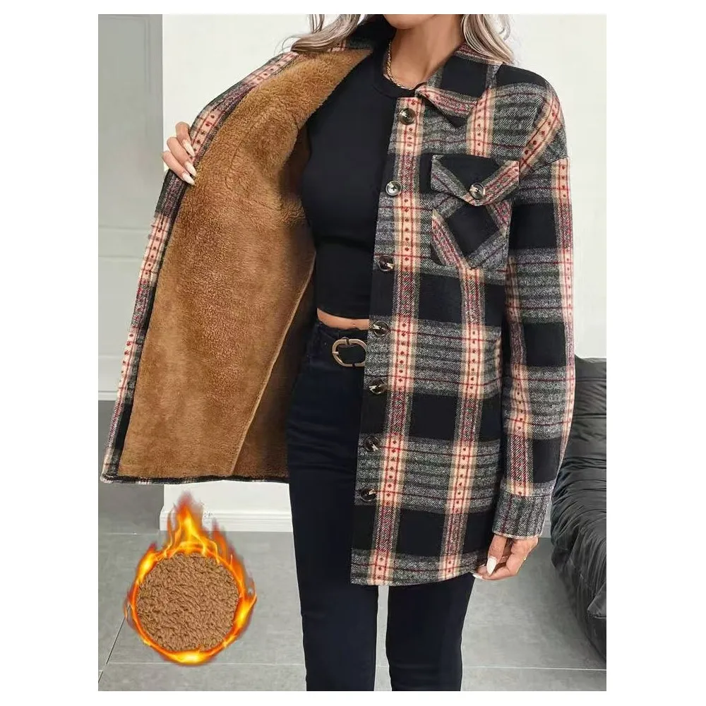 Mantel Lengan Panjang Bermotif - Flannel Shirt Lined ulasan dan harga